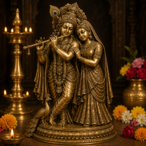 New Arrivals Antique Brass Radha Krishna Idol