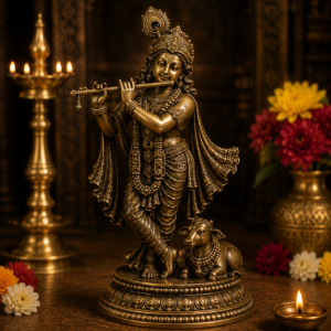 New Arrivals Antique Brass Krishna Idol