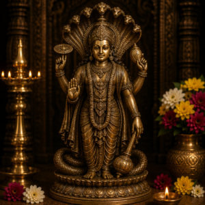 New Arrivals Antique Brass Vishnu Parvathi Idol